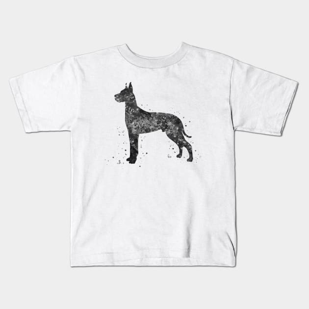 great dane dog black and white Kids T-Shirt by Yahya Art